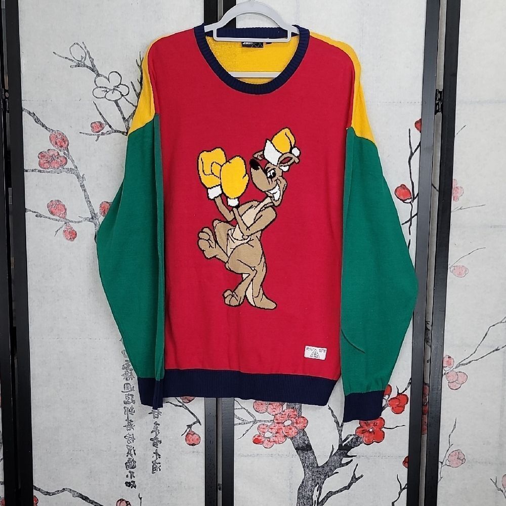 JNCO Nwt Boxing Kangaroo Ugly Christmas Colorblock Sweater Men's S Y2K Grunge